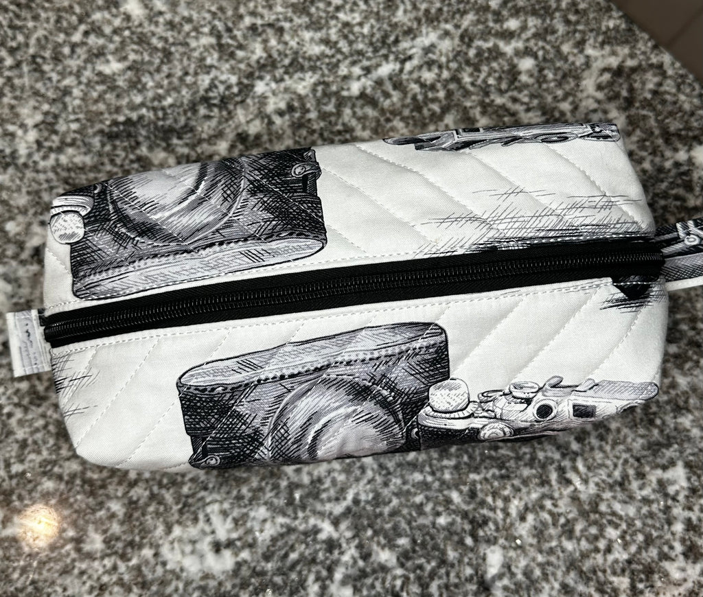 Quilted fabric cosmetic bag