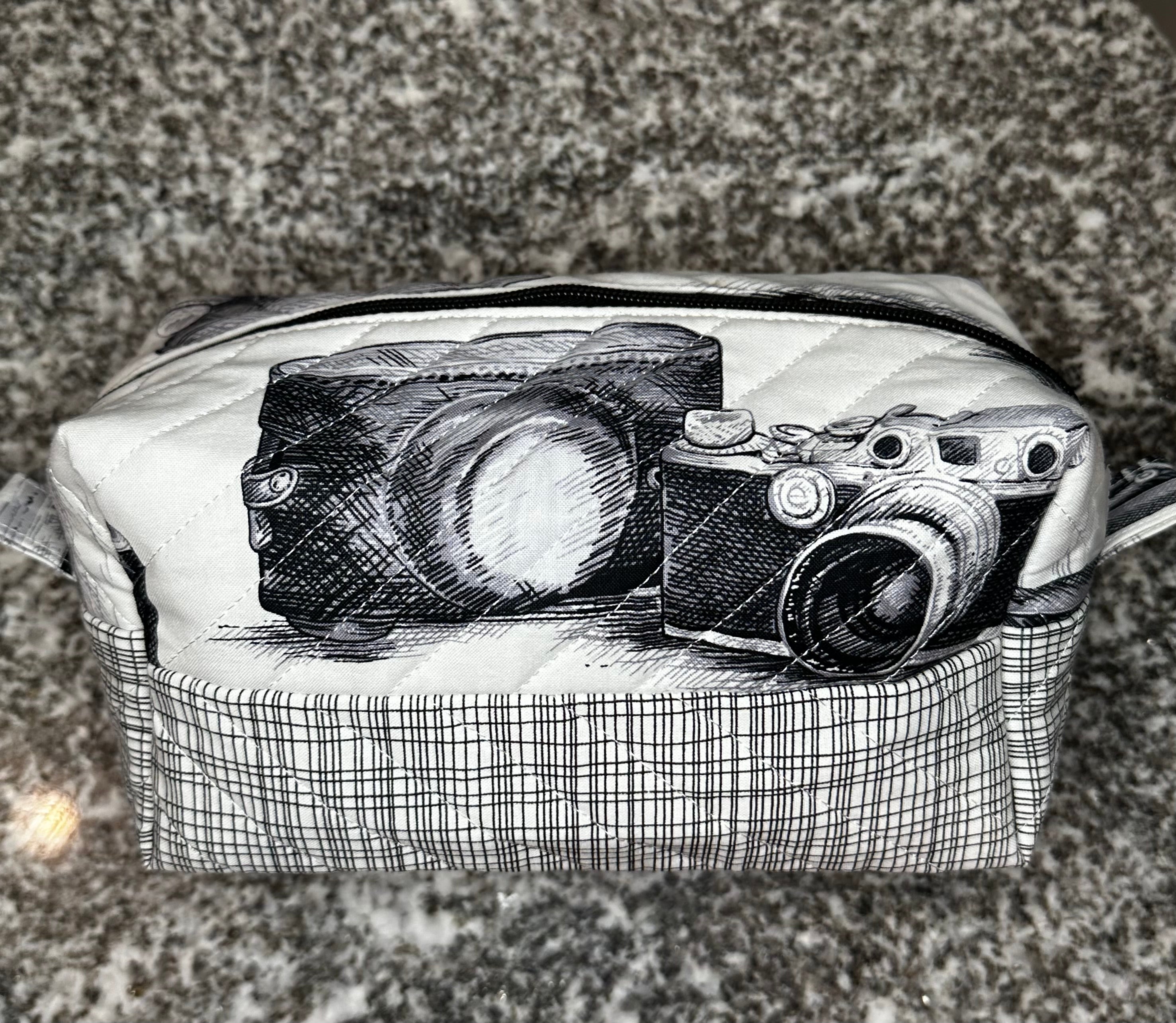 Quilted fabric cosmetic bag
