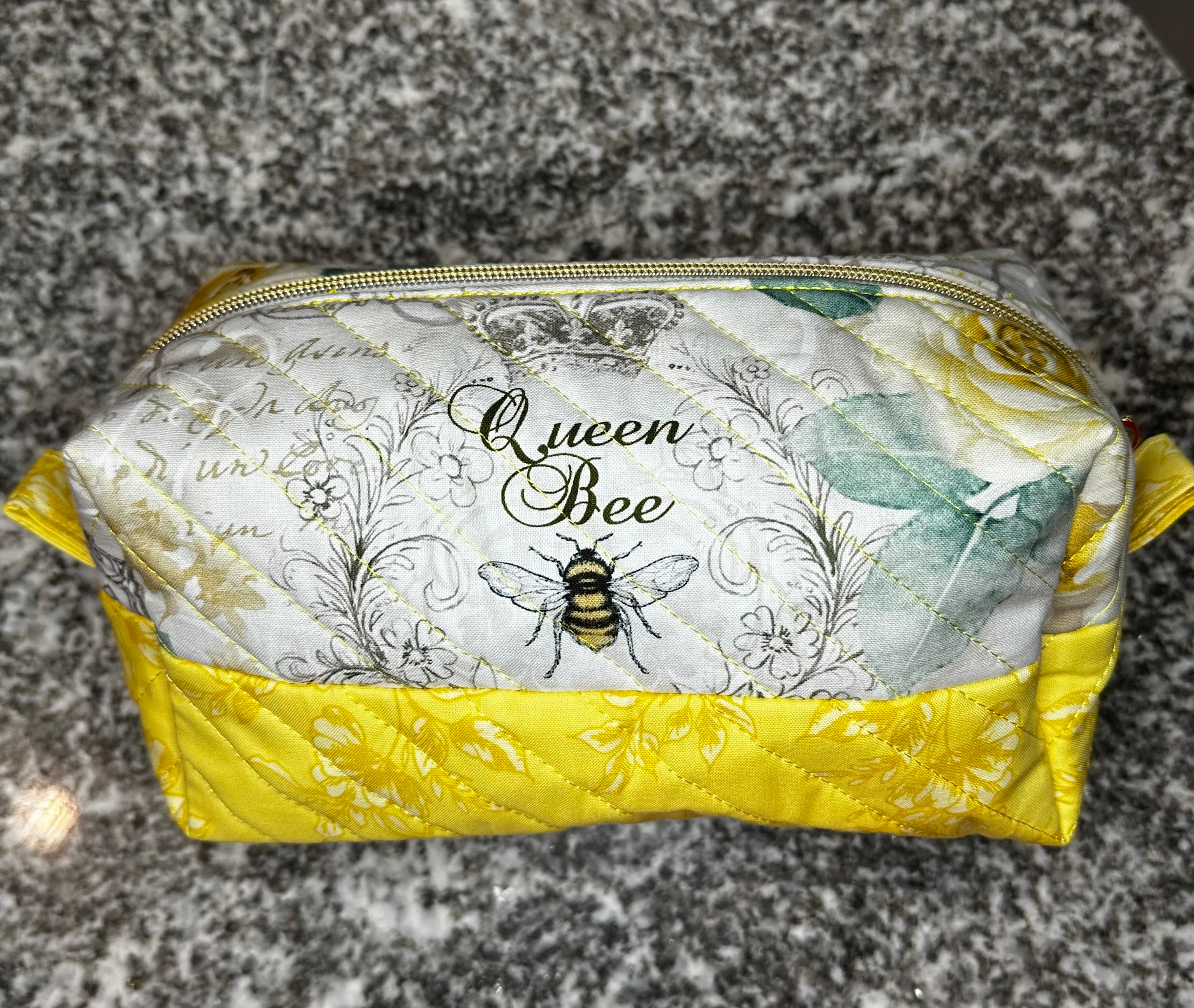 Quilted fabric cosmetic bag