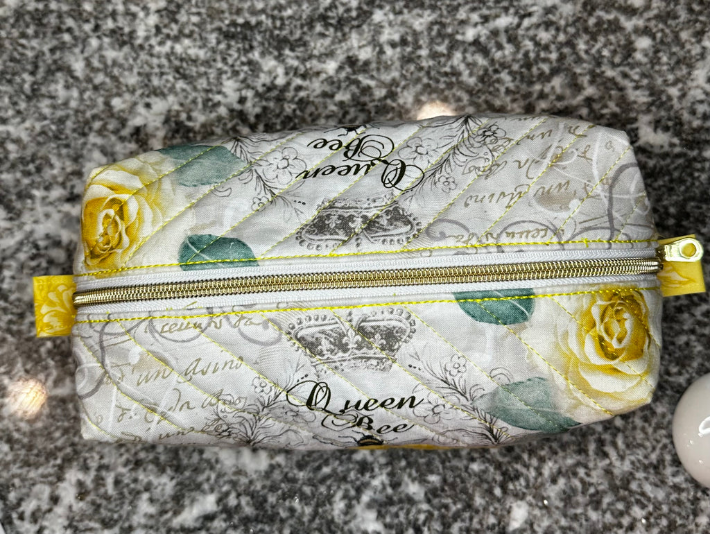 Quilted fabric cosmetic bag
