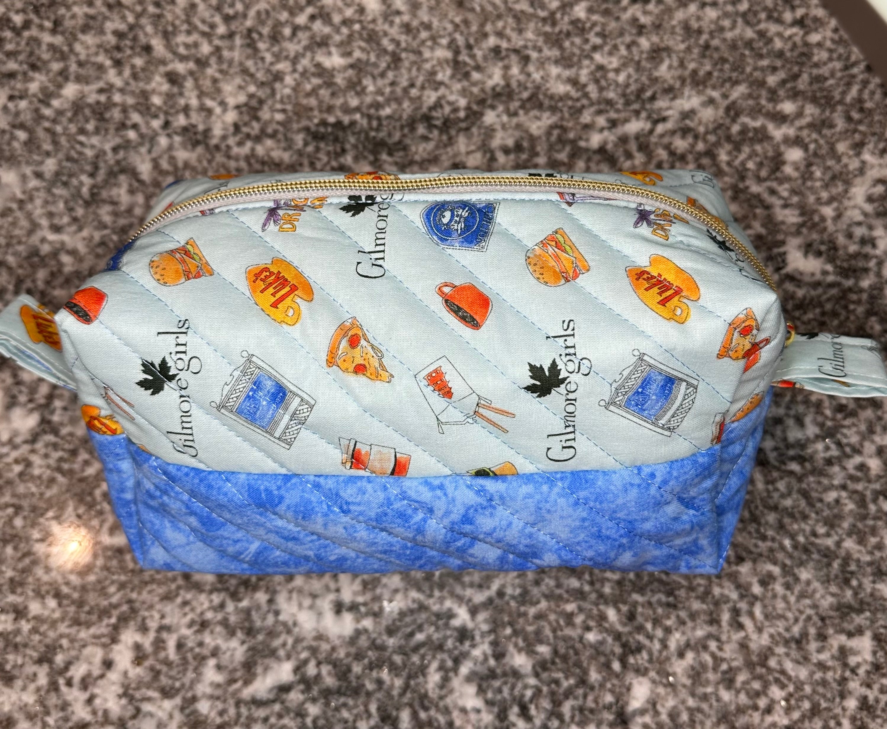 Quilted fabric Cosmetic Bag